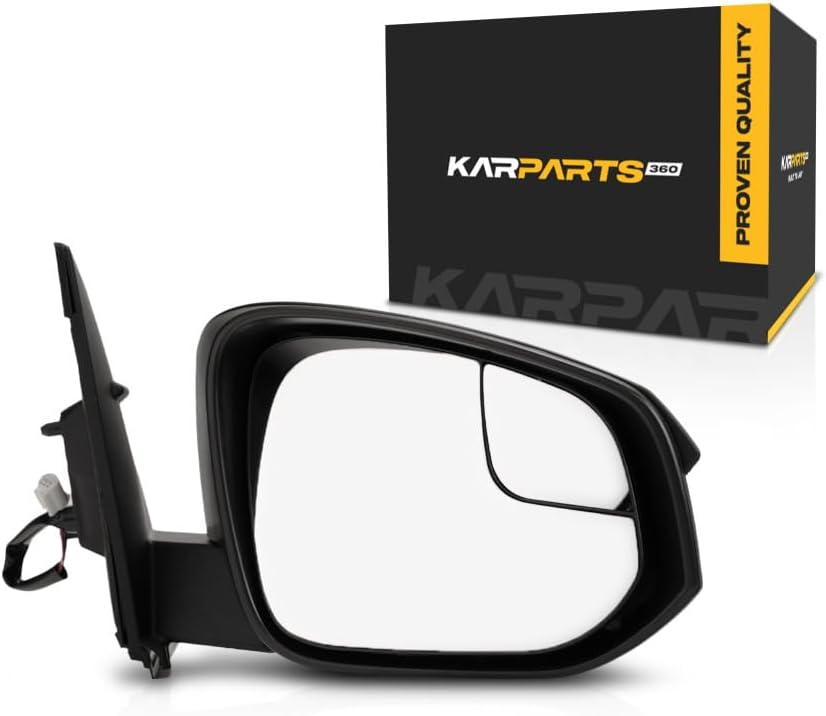 KarParts360 For Toyota RAV4 2016 2017 2018 Door Mirror Passenger Side | Power | Foldaway | Non-Heated | With Spot Mirror | Textured Black | Replacement For TO1321345 | 879100R160