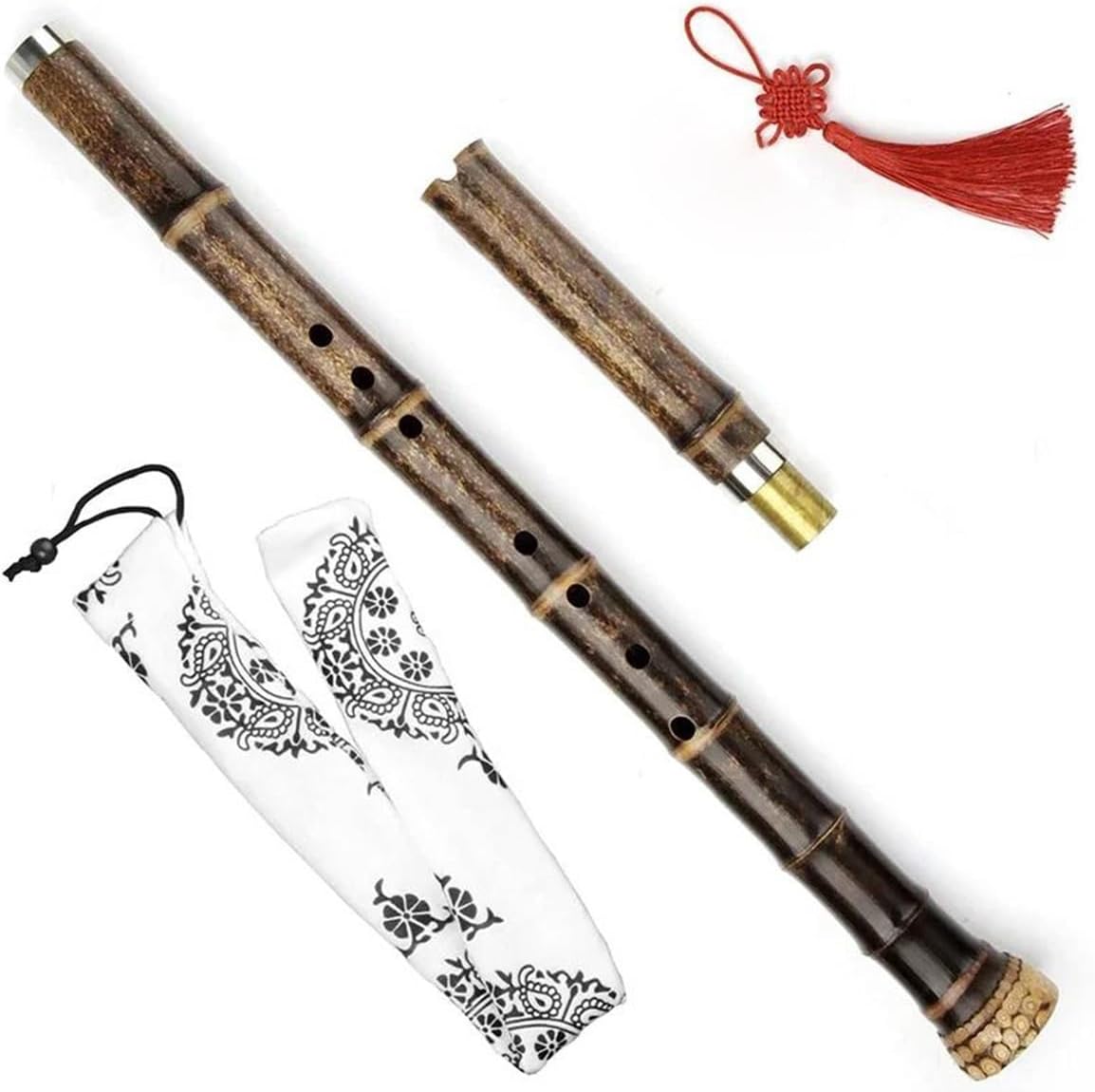 C Bamboo Flute Purple Flute Dark Brown Traditional Woodwind Instrument(G-Two Section)