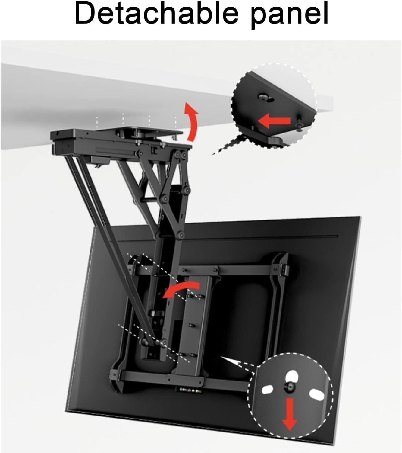 Adjustable Motorized Ceiling TV Mount Bracket, 0-75° Flip Down & ±90° Swivel, Perfect for 32-75” TVs, Space-Saving Tilt Wall Mount Bracket
