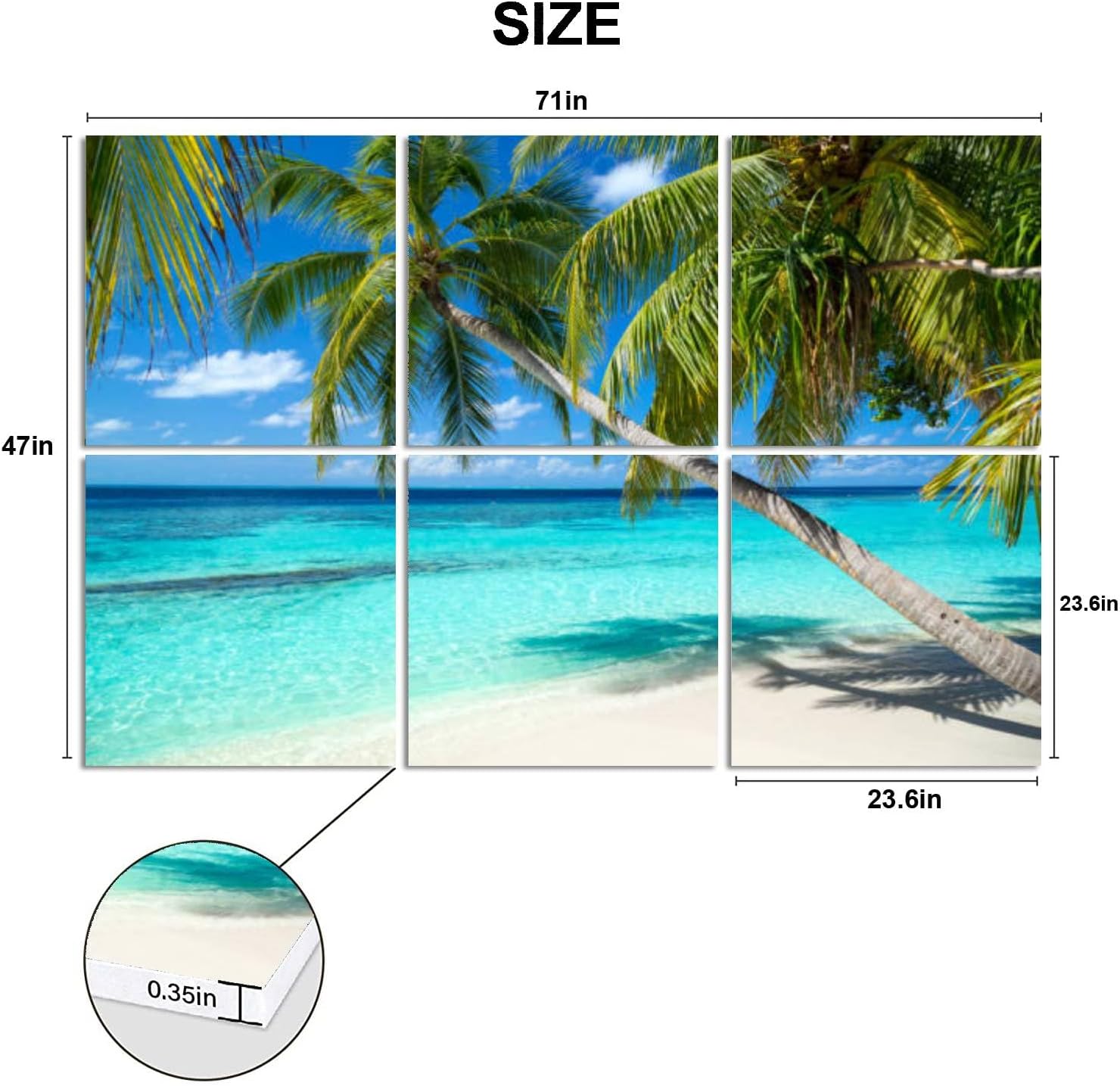 6 Pack Art Acoustic Panels Tropical beach Soundproof Wall Panels, 48
