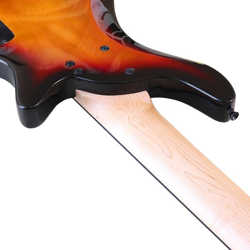 Left-Handed 6-String Electric Bass Guitar, 43-Inch Full Size,Solid Basswood Body,24-Fret Technical Wood Fretboard