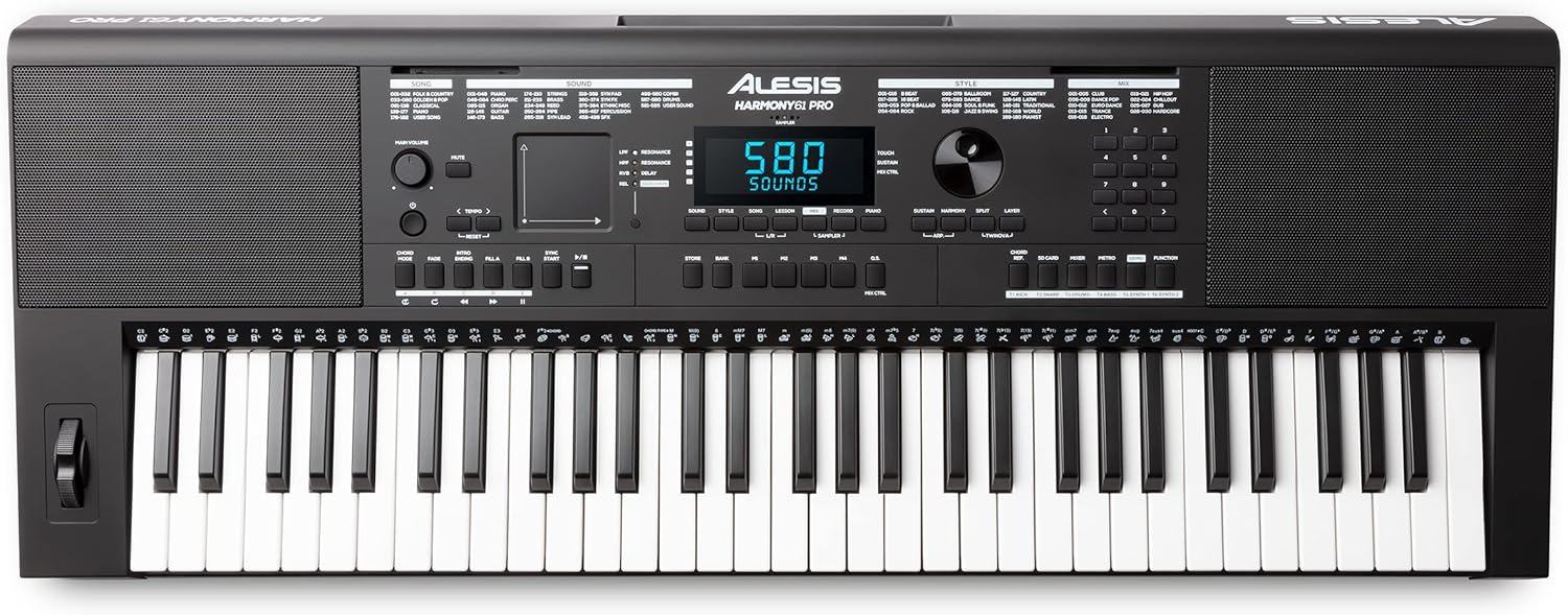 Alesis Harmony 61 Pro - 61 Key Keyboard Piano with Adjustable Touch Response, USB Midi, 580 Sounds, X/Y Performance Touchpad with DJ-Style FX