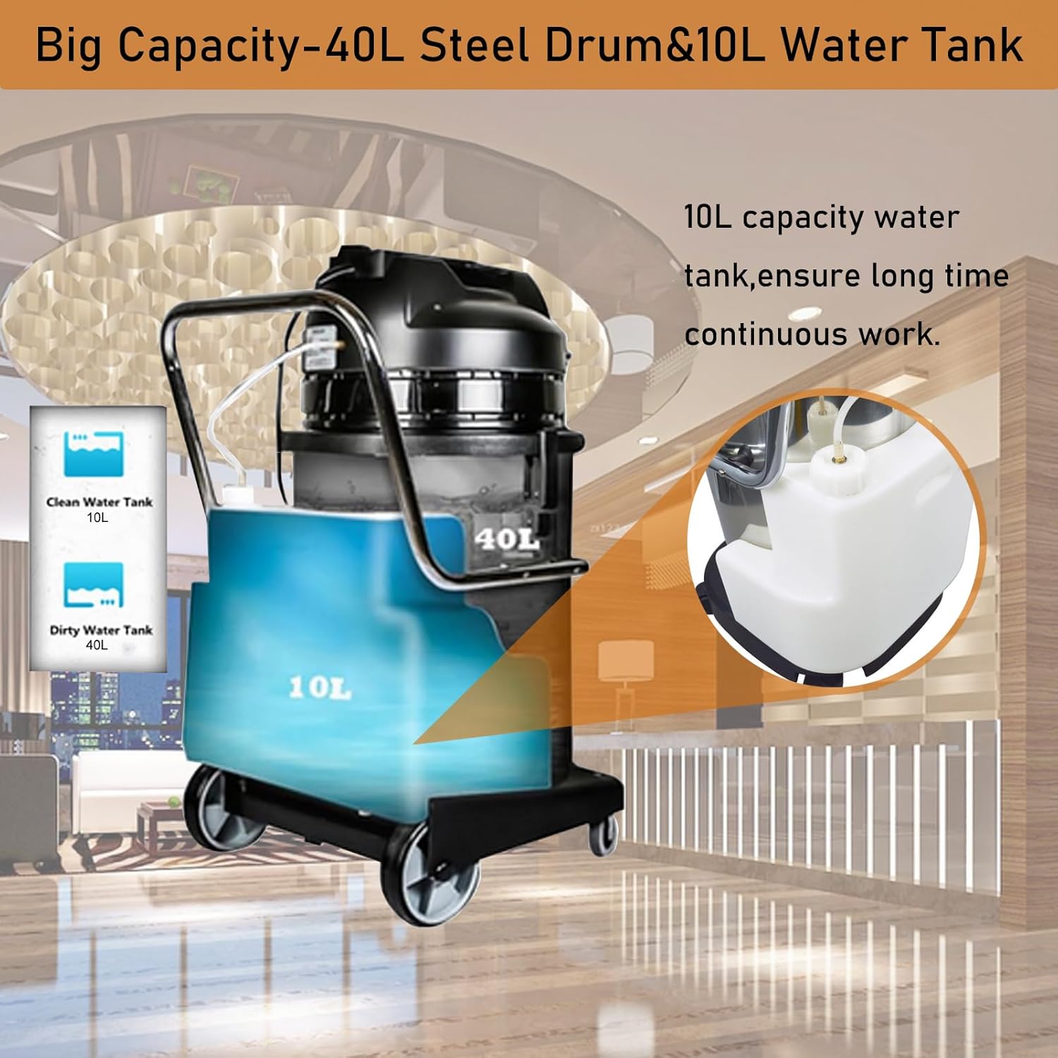 INTSUPERMAI Carpet Cleaner Machine 40L Upright Cleaner Upholstery Spot Cleaner 3 in 1 Extractor Vacuum Multi-Purpose Floor Deep Cleaner 1000W 110V