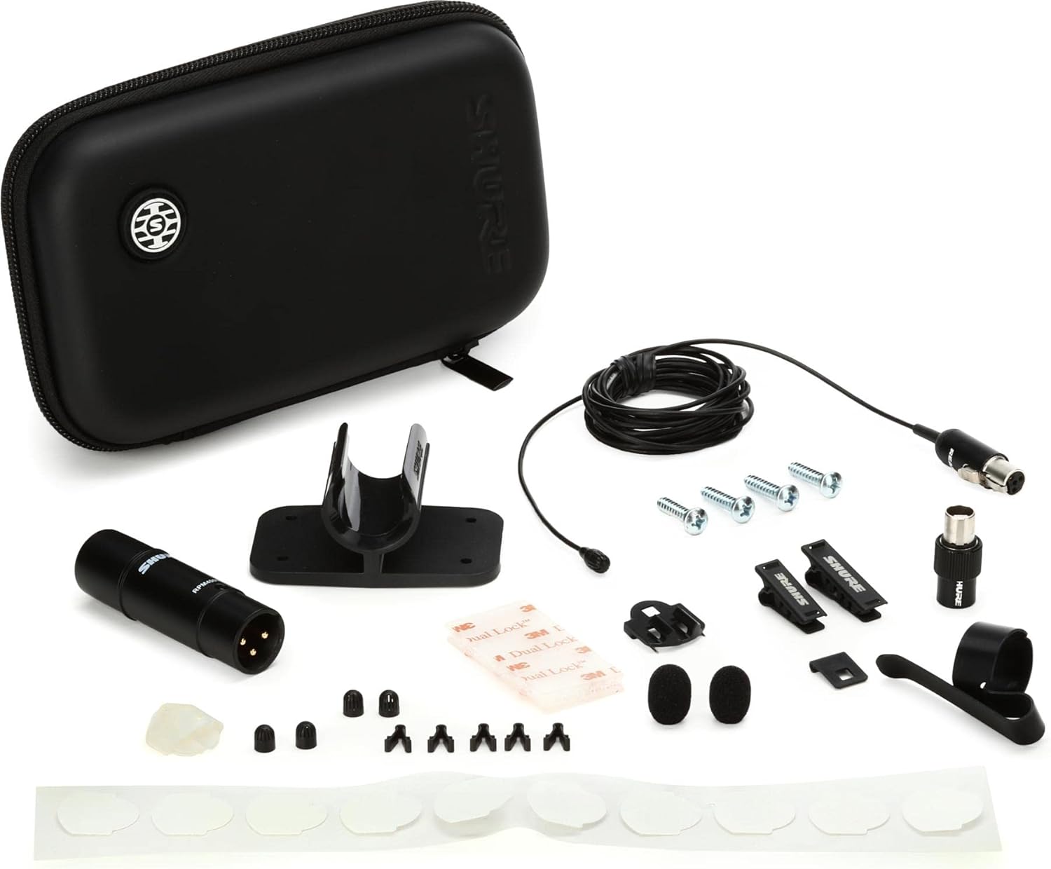 Shure TwinPlex TL47B O-XLR-A Omnidirectional Lavalier Microphone with Accessory Kit, XLR, Black