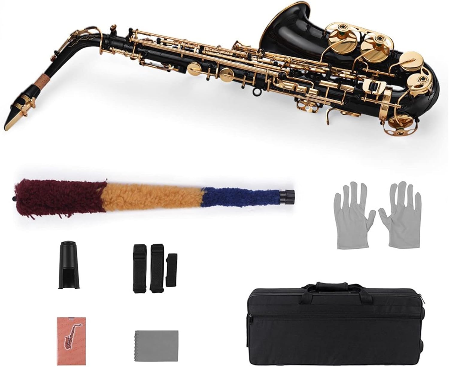 KESHUO EB Alto Saxophone Brass Lacquered Gold 82Z Key Type Woodwind Instrument with Padded Case Gloves Cloth Brush Reeds Brass Sax Beginners Kit