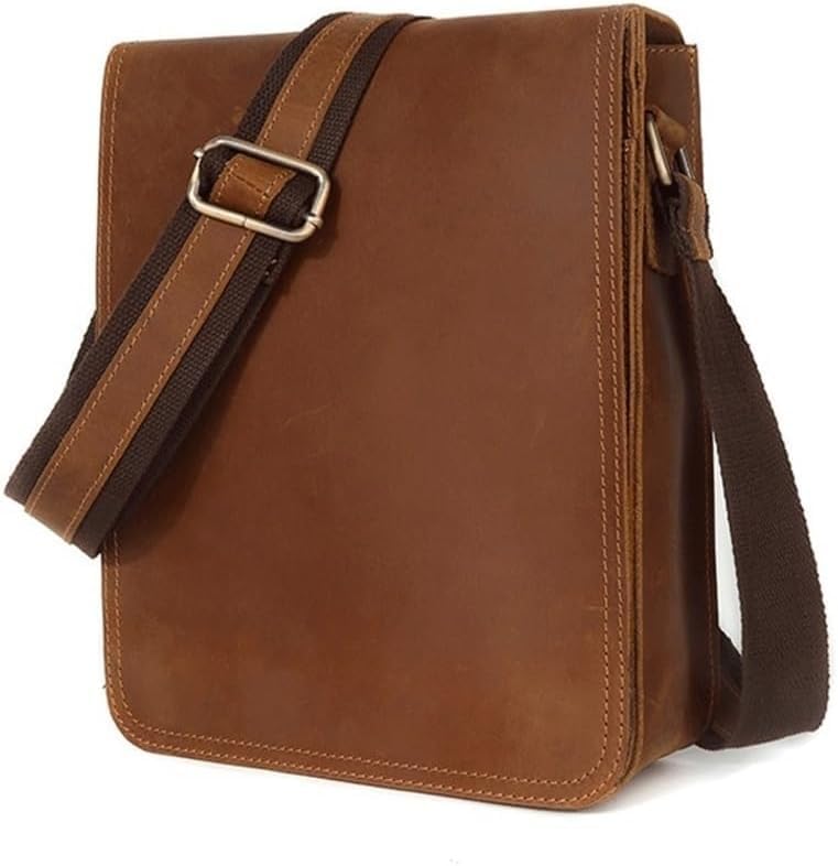 Waterproof Cowhide Crossbody Bag for Men - Slim Leather Messenger Bag for Business Travel and Formal Events