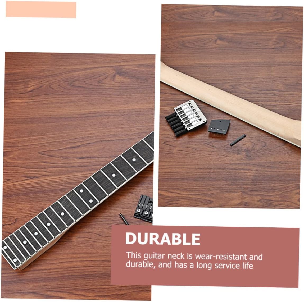 Headless Electric Guitar Neck Set 6-String Bridge and Nut Unfinished Wooden Neck for DIY Guitar Projects Replacement Accessories for Electric