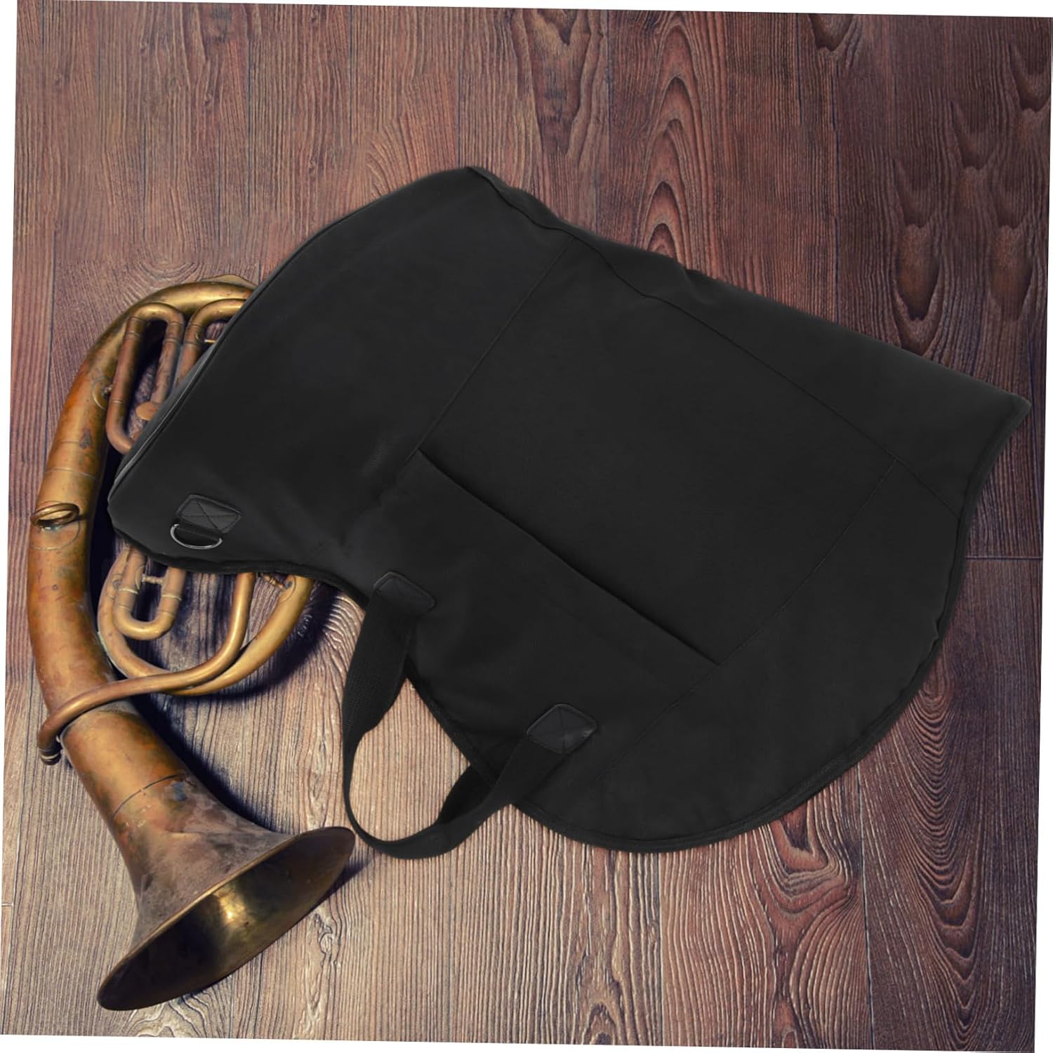 Portable French Horn Carry Bag Shoulder Strap Instrument Storage for Musicians Lightweight Design Exterior Pocket for Accessories Random Color