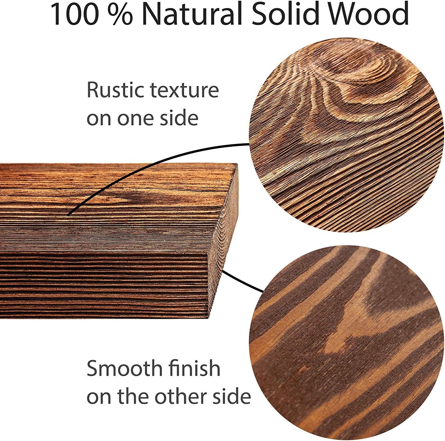 Floating Shelves Wood Floating Shelves Set - New England Handcrafted Rustic Pine Kitchen Office Bedroom Wall Mounted Smooth Finish Organizers 2 Pack (1.5'' x 7.5'' x 24'' & 36”) (Espresso, 24'')