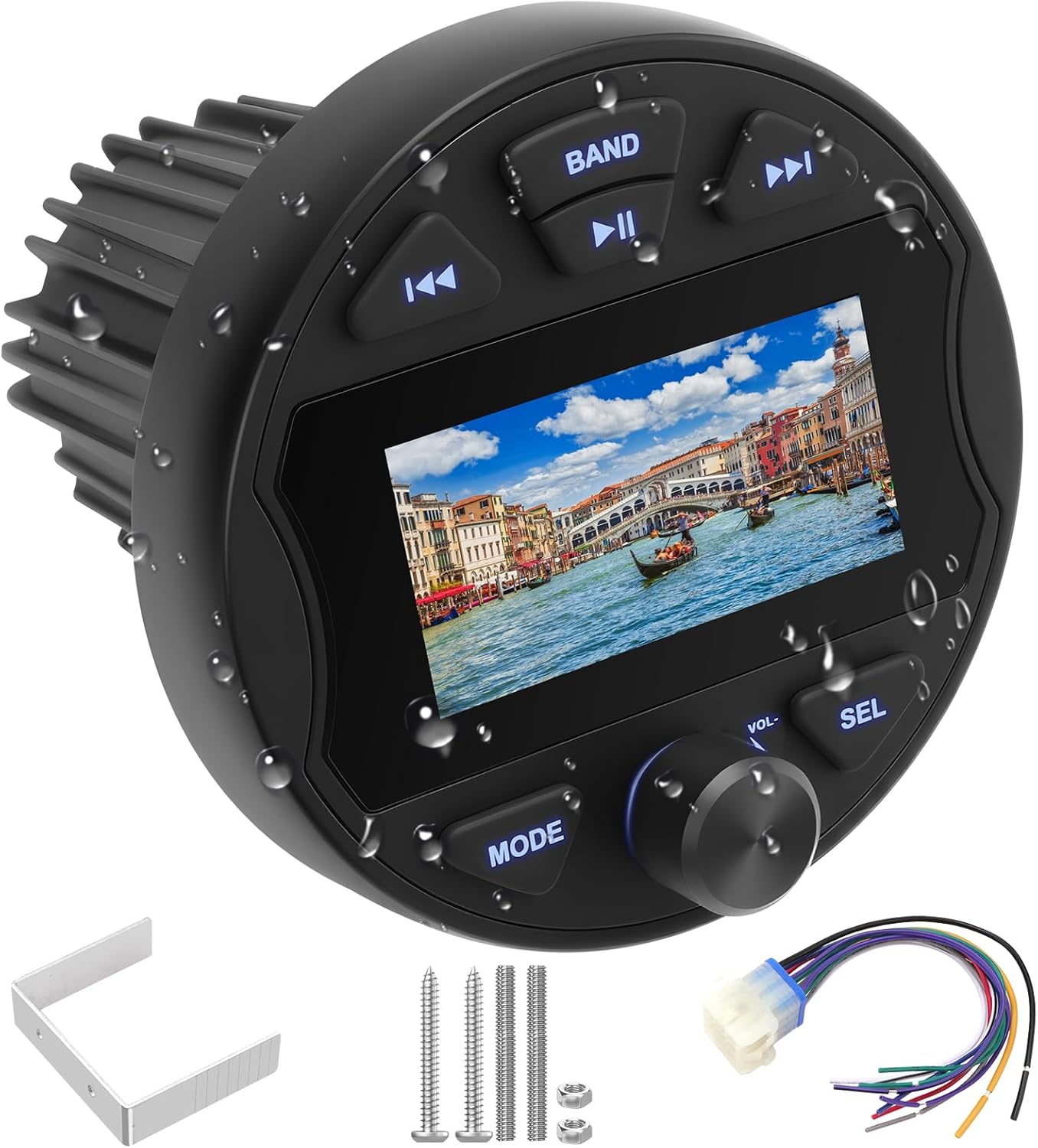 Boat Radio Marine Stereo Receiver,Waterproof Digital Multimedia MP5 Player, 3