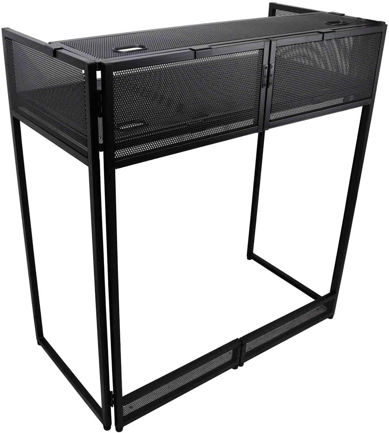 XF-VISTA BL MK2 VISTA VISTA DJ Booth Facade Table Station with White/Black Scrim kit and Padded Travel Bag | Black Hardware