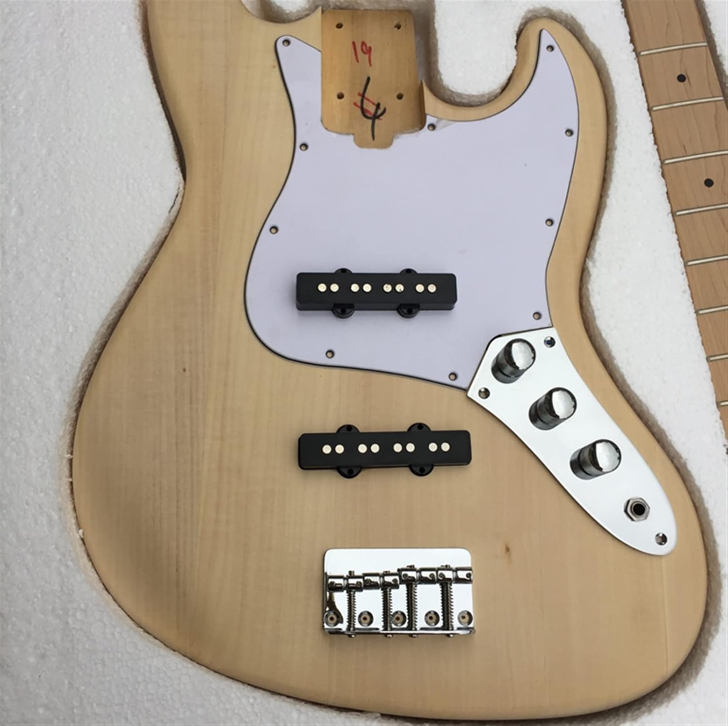 TSTS DIY 4 String Bass Guitar Kit with Basswood Body and Maple Neck and Fingerboard Guitar DIY Accessory