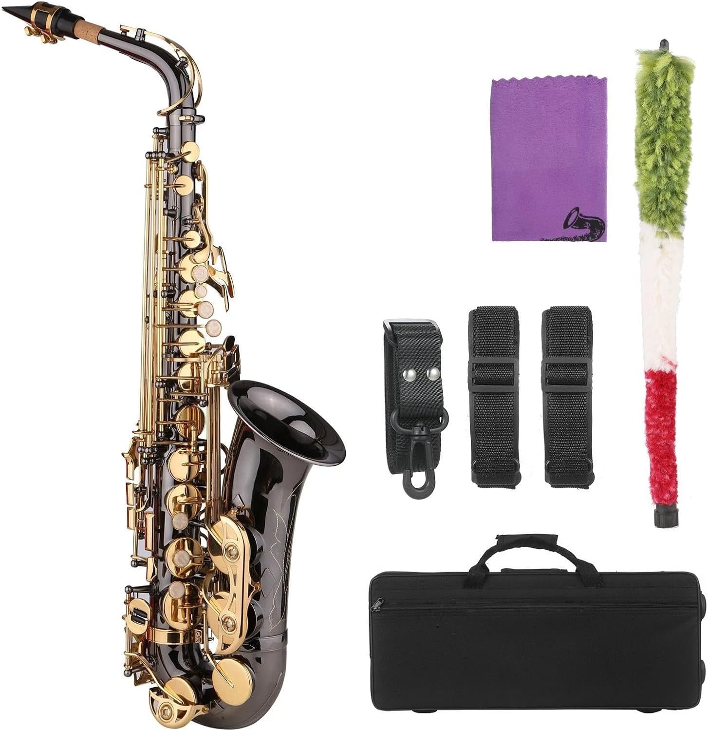 Saxophone Eb E-flat Alto Saxophone Sax Nickel-Plated Brass Body With Engraving Keys Woodwind Instrument With Carry Case