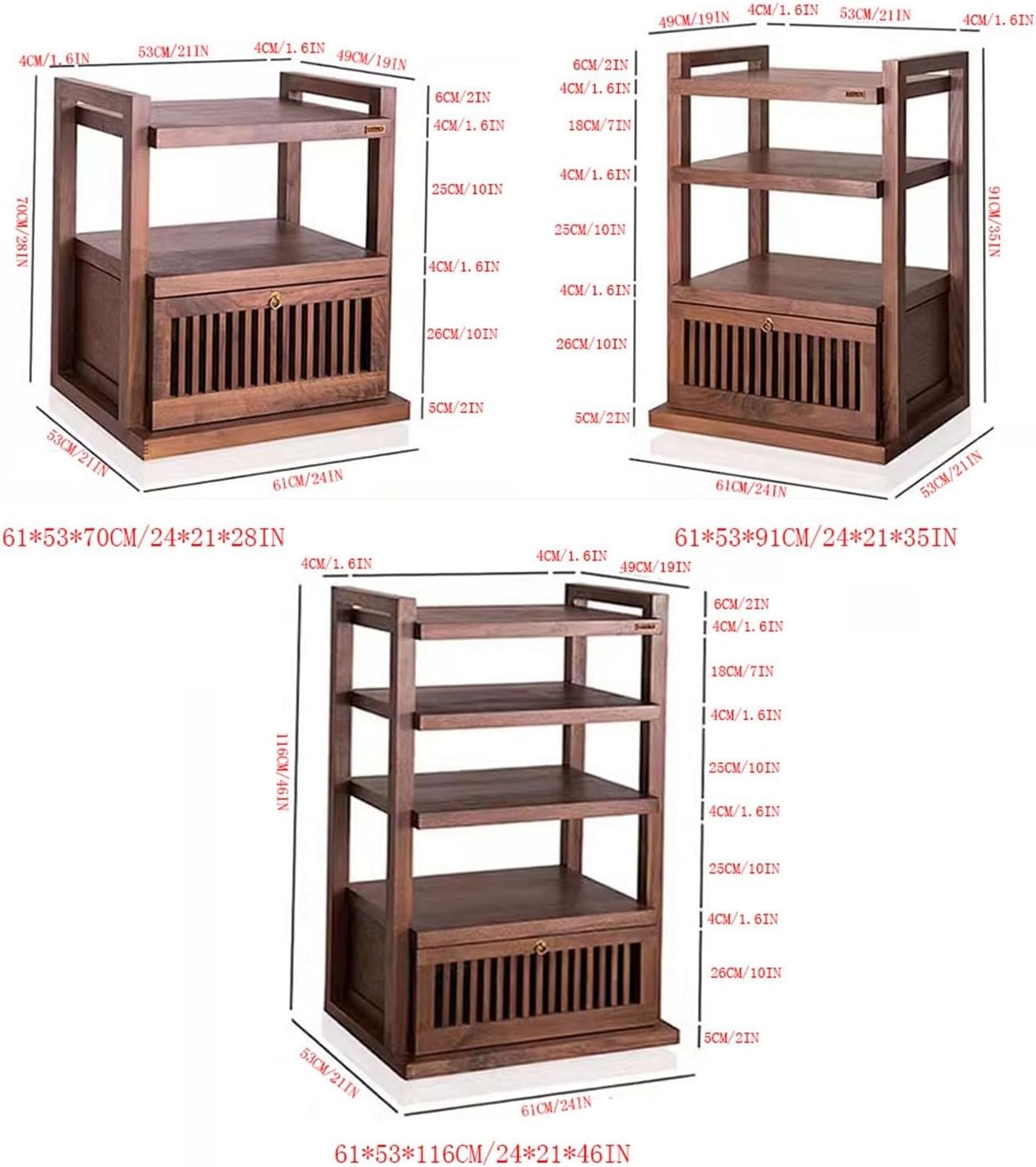 Audio Rack Audio Rack Amplifier Cabinet Amplifier Rack Sound Rack Cabinet Solid Wood Professional Placement Rack with Drawer Sound Cabinet Media Cabinet(61 * 53 * 91cm)