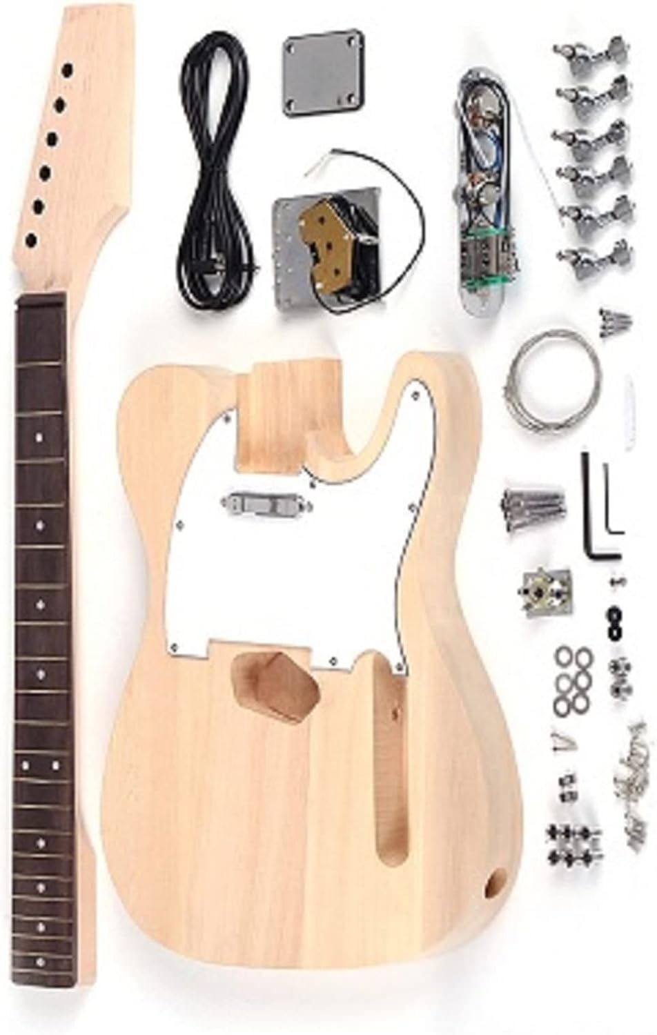 37 Inches Unfinished Electric Guitar DIY Kit Basswood Body Maple Neck Rosewood Fingerboard and Guitar Parts Unfinished Guitar Body