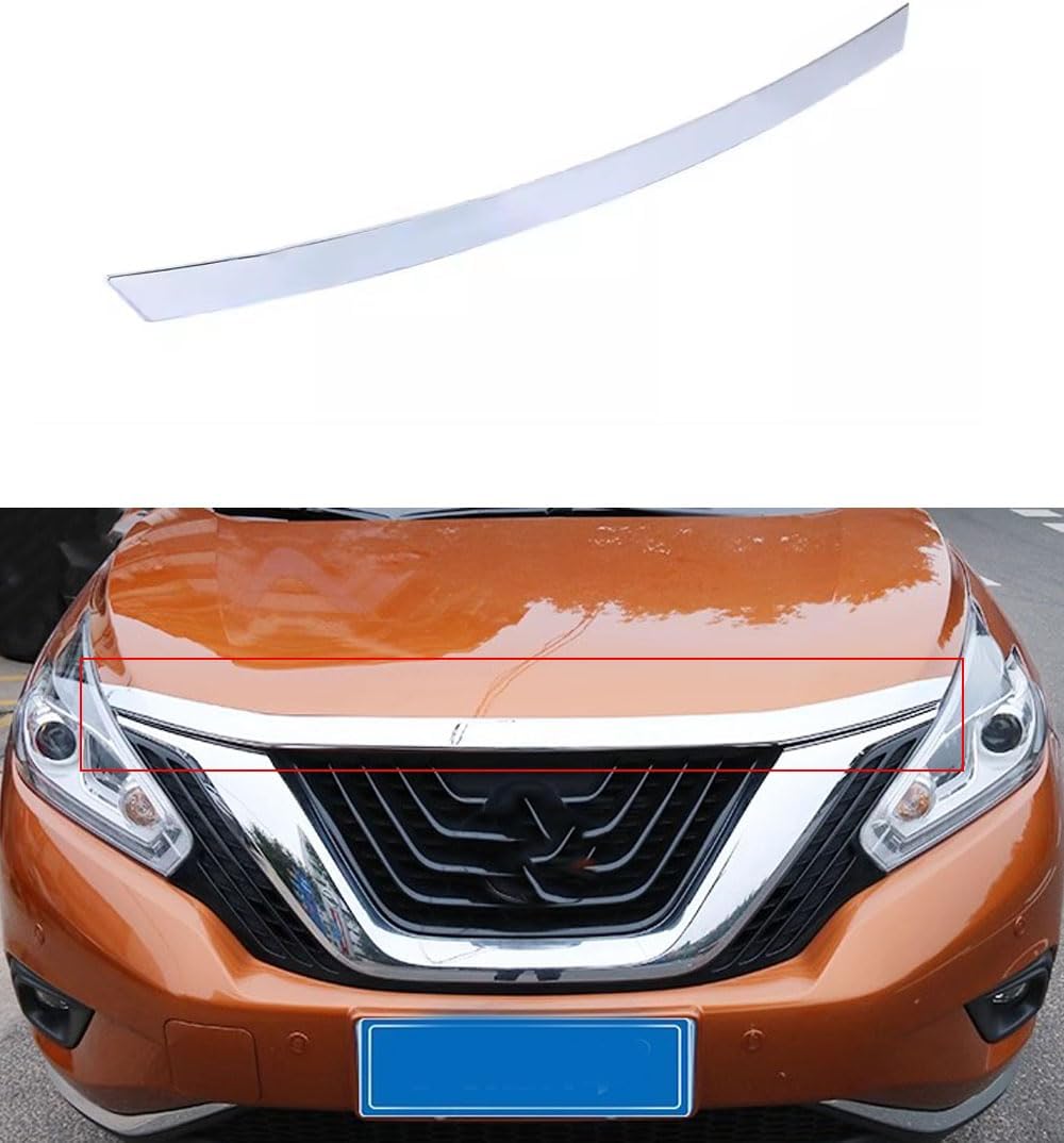 Car Accessories Fit for Nissan Murano 2015-2019 ABS Chrome Exterior Front Hood Grill Cover Bonnet Molding Cover Trim 1PC set