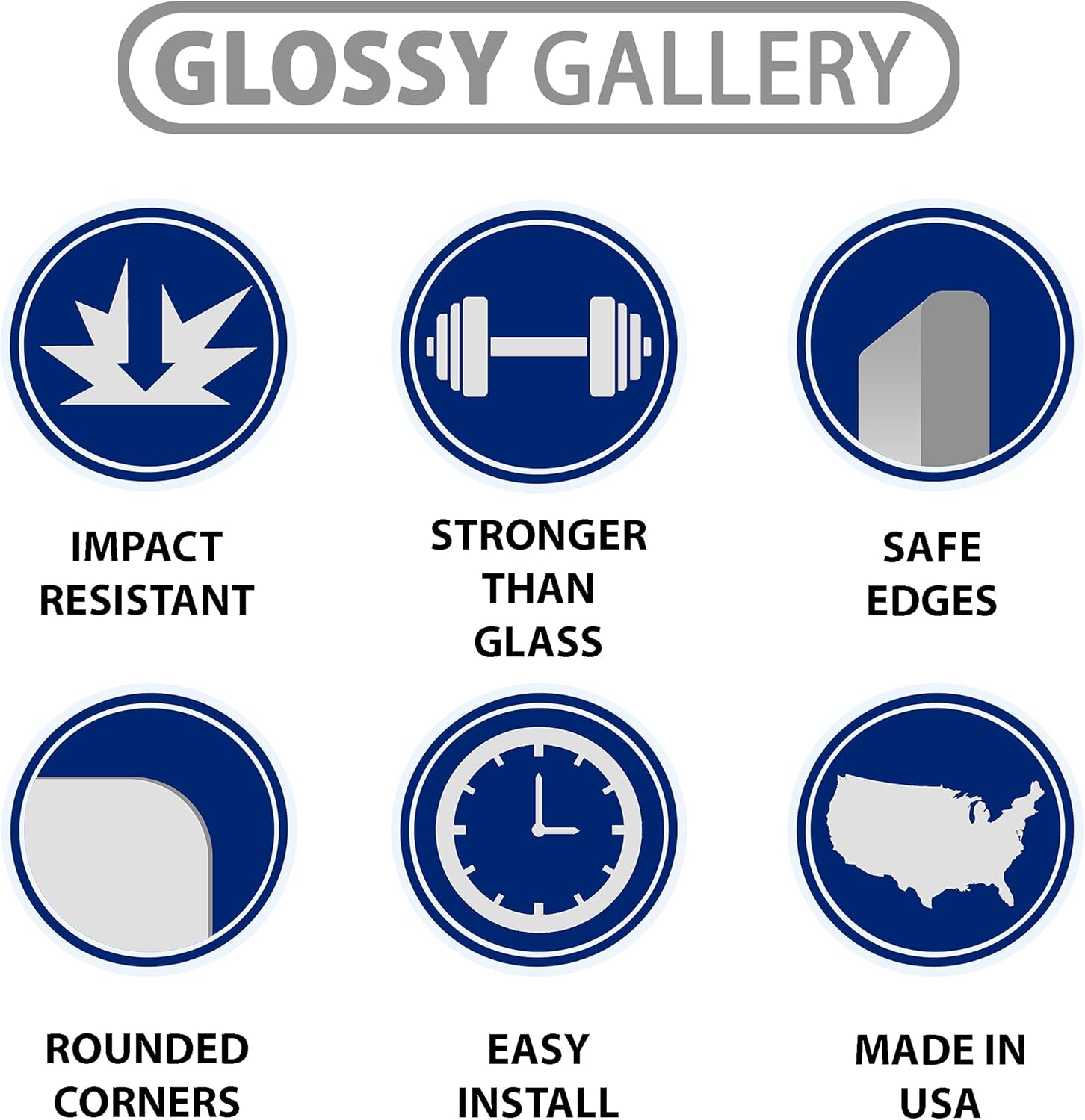 Glossy Gallery Rectangle Shatterproof Acrylic Safety Mirror with Rounded Corners and Screw Mount Set - 12in x 36in