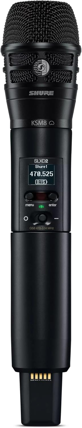 Shure SLXD2/K8B Handheld Transmitter with KSM8 Black Vocal Mic Capsule - for use with SLX-D Digital Wireless Microphone Systems, Receiver Sold Separately | H55 Band (SLXD2/K8B=-H55)