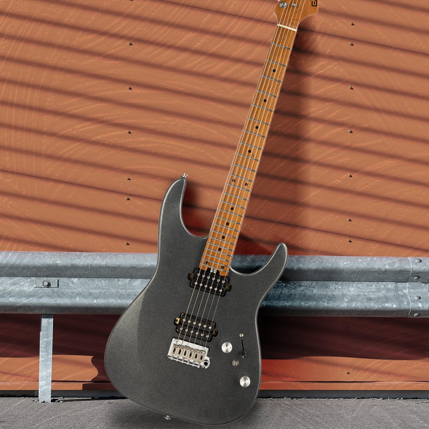 EART EYP-OMNI24 6 String Solid Body Electric Guitar Roasted Bookmatched Mahogany Body Artones-Hh-Y Pickup Set for Creative Young Musicians