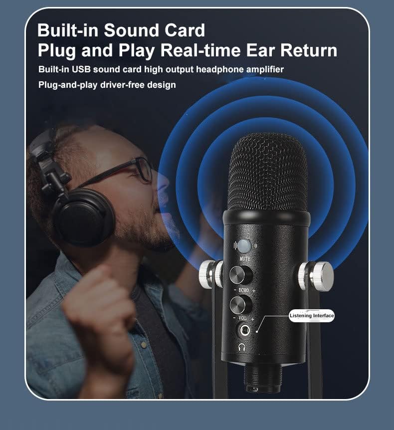 Maizoon USB Condenser Microphone for Computer Gaming Streaming Video Podcasting Recording Noise Reduction Live Broadcast Equipment Set NG01