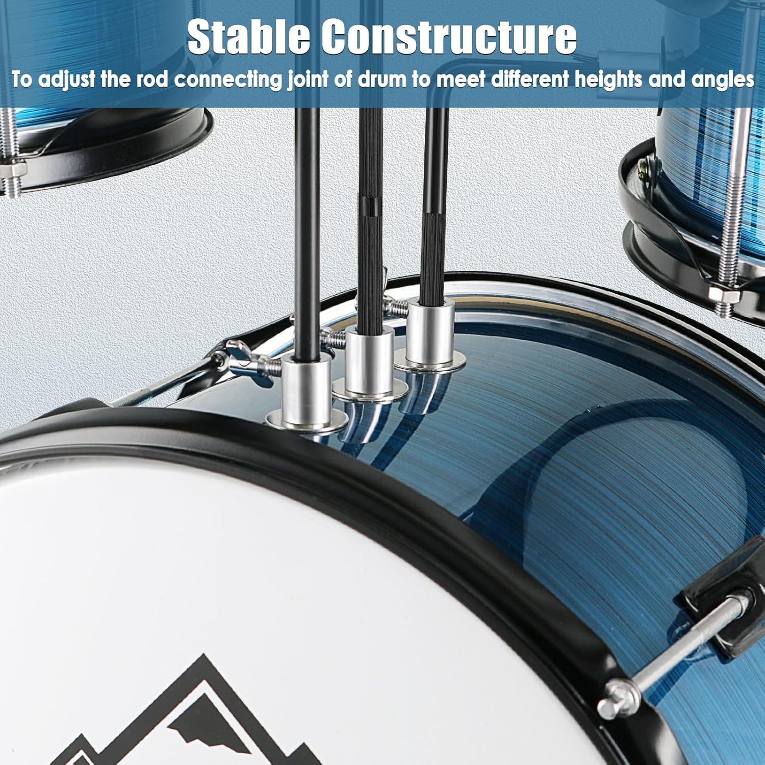 EASTROCK Drum Set, 3 Piece 14'' Drum sets for Drummer,Beginner, Drum Set for 5-7 Years Old with Adjustable Throne,Cymbal,Pedal,Drumsticks(Blue)