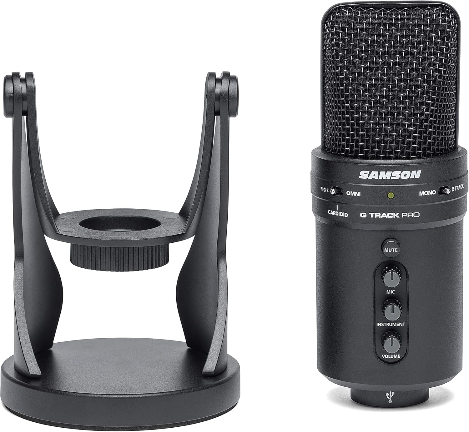 Audiosavings Bundle: (1) Samson G-Track Pro Studio USB Condenser Mic+Built in Audio Interface Bundle with (1) Rockville PRO-M50 Studio Headphones w/Detachable Coil Cable, Case+Extra Ear Pad (2 Items)