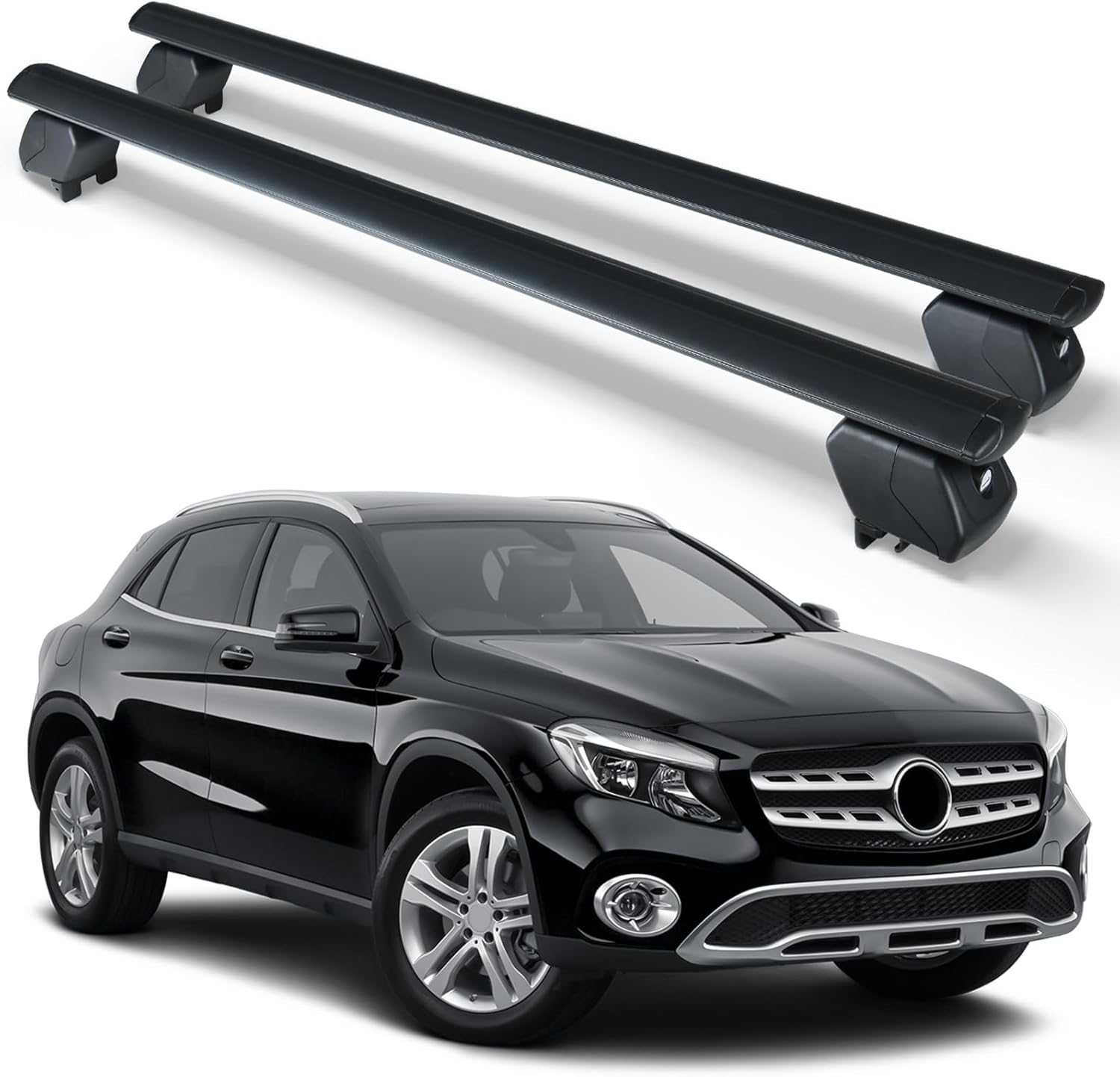 300 LBS Heavy Duty Cross Bars Roof Rack Compatible for 2014-2025 Mercedes Benz GLA with Side Rails, Lockable & Adjustable Cargo Luggage Carrier Rooftop Top Crossbars for Cars Vehicles Suvs