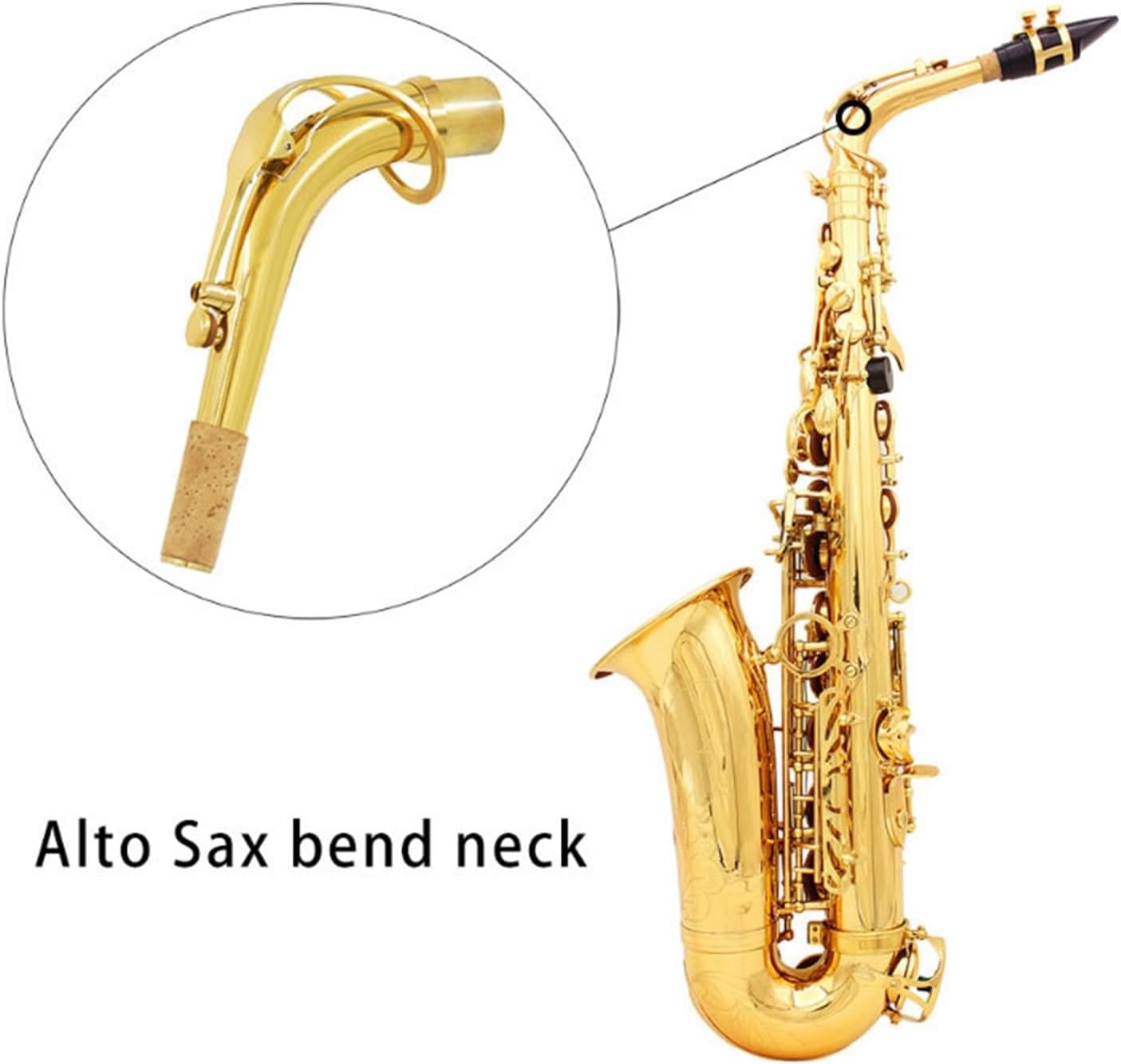 Alto Saxophone Bent Neck Tube E-flat Brass Wind Instrument Mouthpiece Connecting Mouthpiece 245mm Diameter saxophone accessories kit