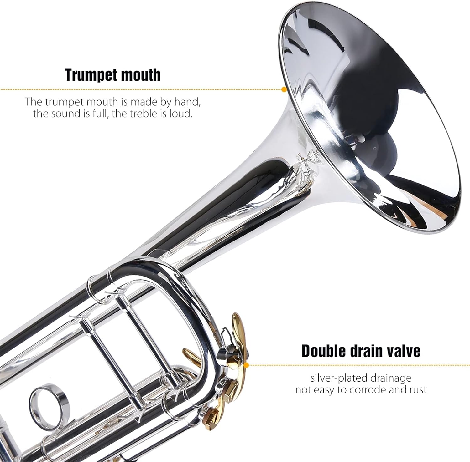 KESHUO Bb Trumpet Brass Material Silver-Plated Surface Beautiful Shell Buttons Wind Instrument with 5C Mouthpiece Trumpets