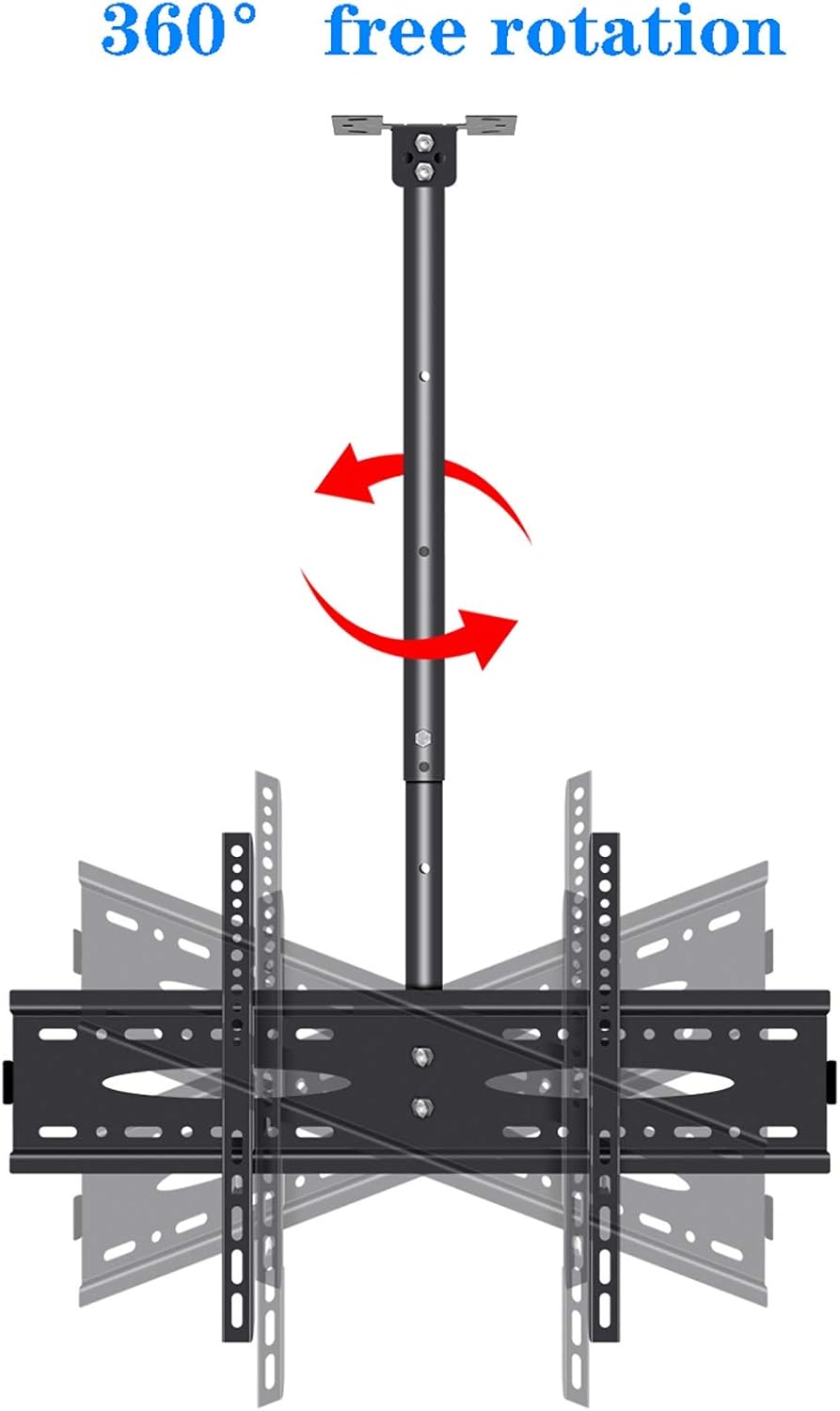 TV Stand,Tv Wall Mount Ceiling Mount Tv Bracket Flip Down, Holds Up to 50kg Screens, Tilt Swivel Telescopic Bracket
