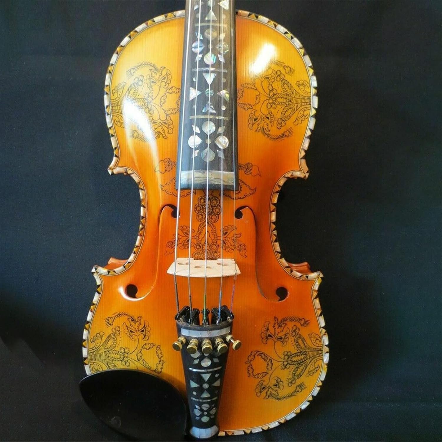 TSTS Wonderful Handcarved 5 Strings 4/4 Violin Musical Instrument Ebony Accessories Fingerboard Stringed Instrument Adults Violins