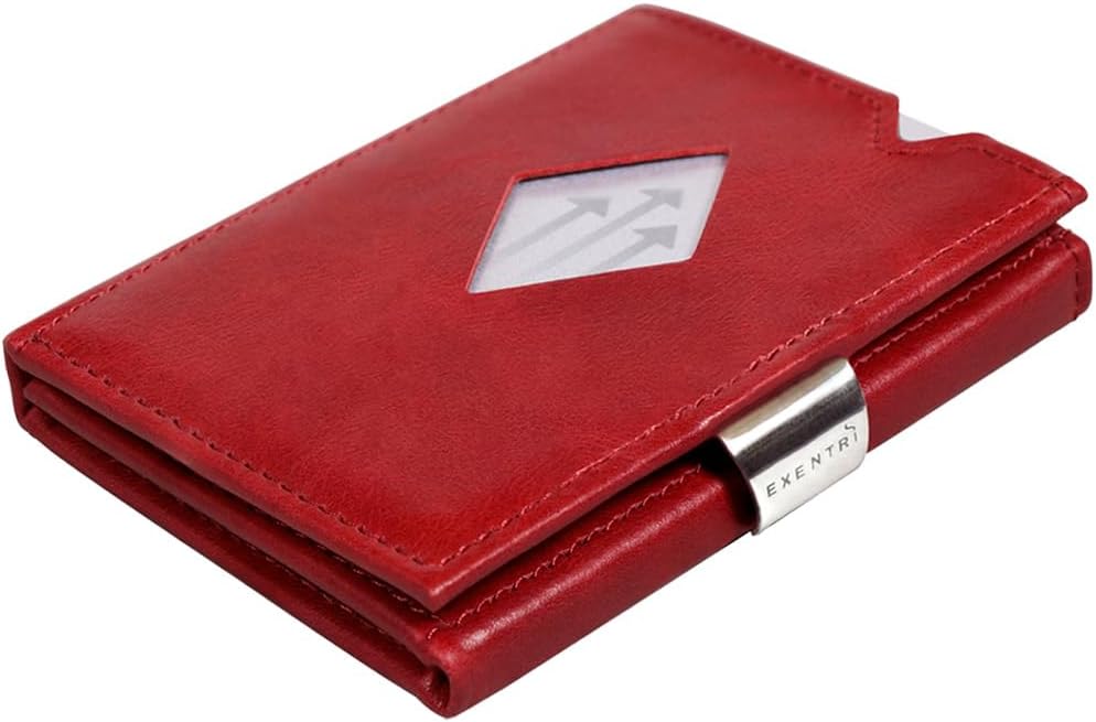 EXENTRI Leather Trifold Wallet - RFID Blocking w/Stainless Steel Locking Clip