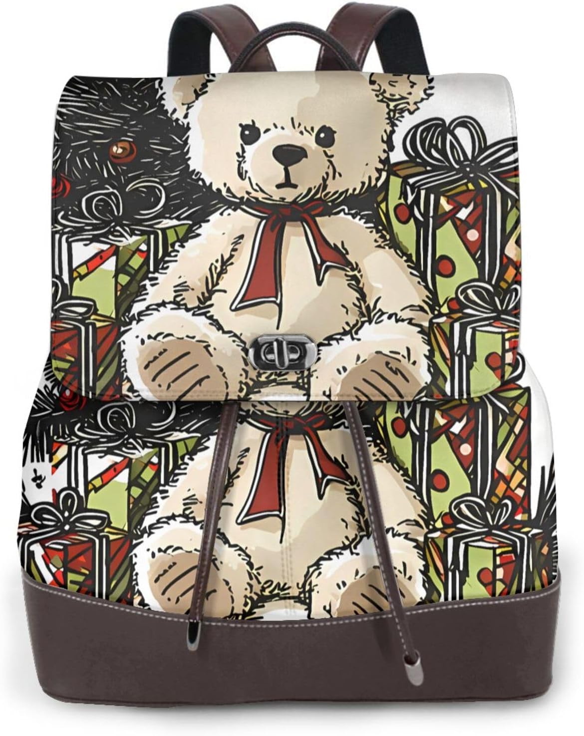 Christmas Animal Bear for Womens Backpack Purse Microfiber PU Anti-theft Large Fashion Designer Travel Bag Ladies Shoulder Bags