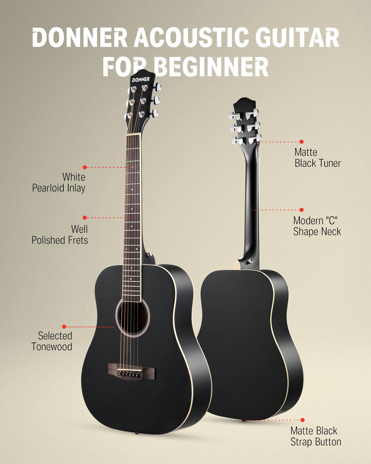 Donner Acoustic Guitar for Beginner-Guitar Bridge Pins