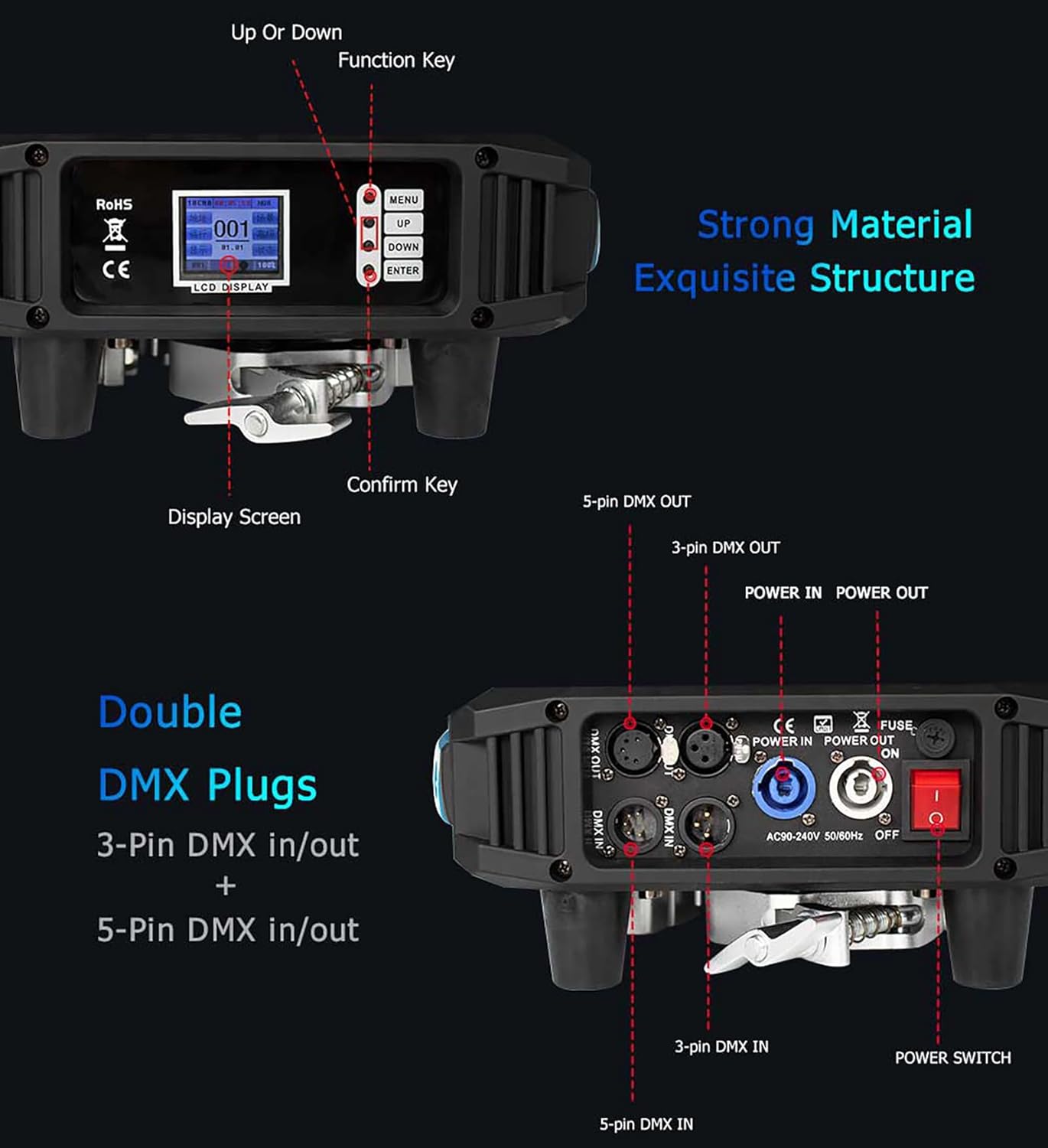 SHEHDS Moving Head Lights COB 400W Warm White+Cold White Stage Lihgts Beam/Wash/Strobe Effect 5-50 Degree Beam Angle DMX512 Disco DJ Lights for Party KTV Bar Show