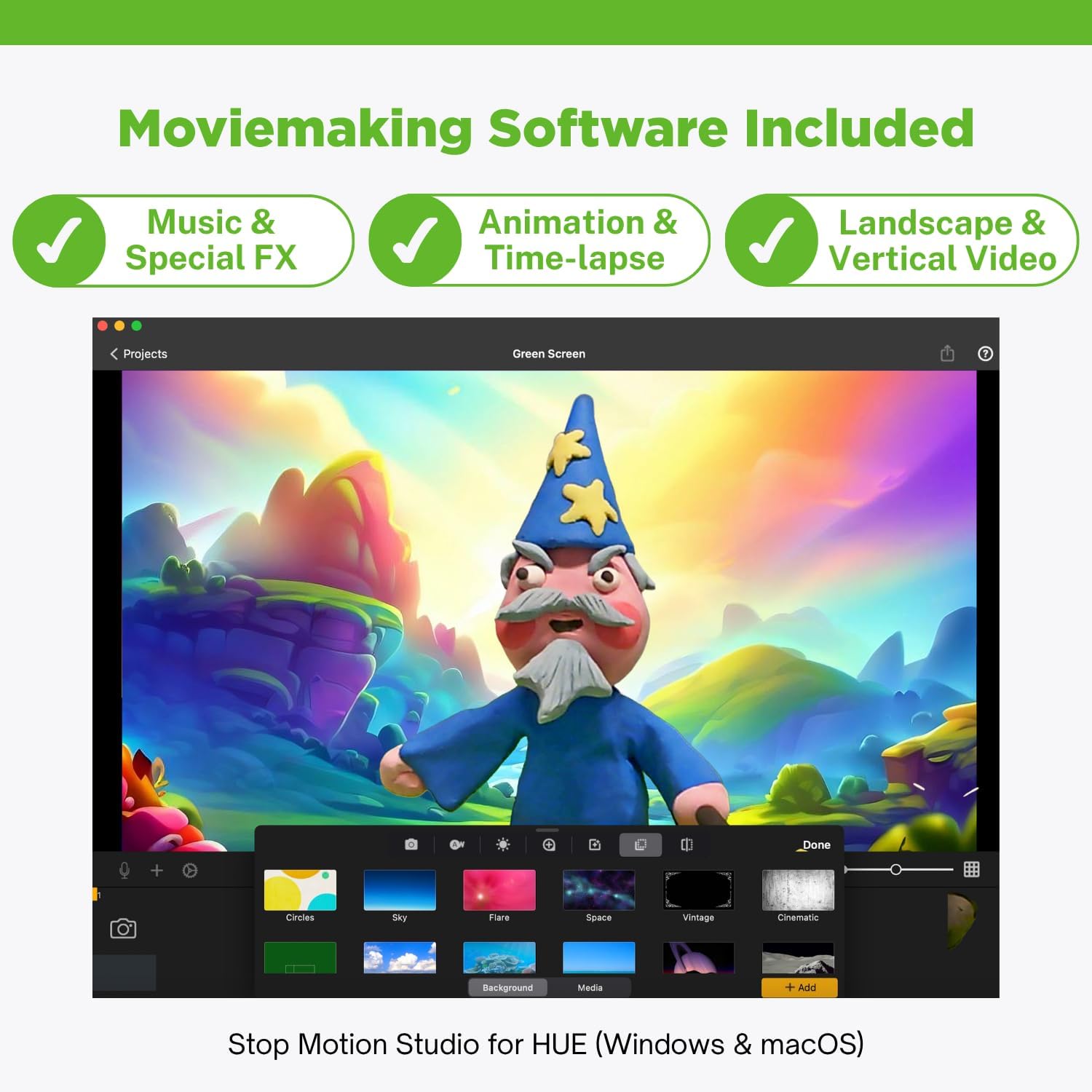 HUE Animation Studio: Complete Stop Motion Kit (Camera, Software, Book) for Windows/macOS (Blue) with Carry Case