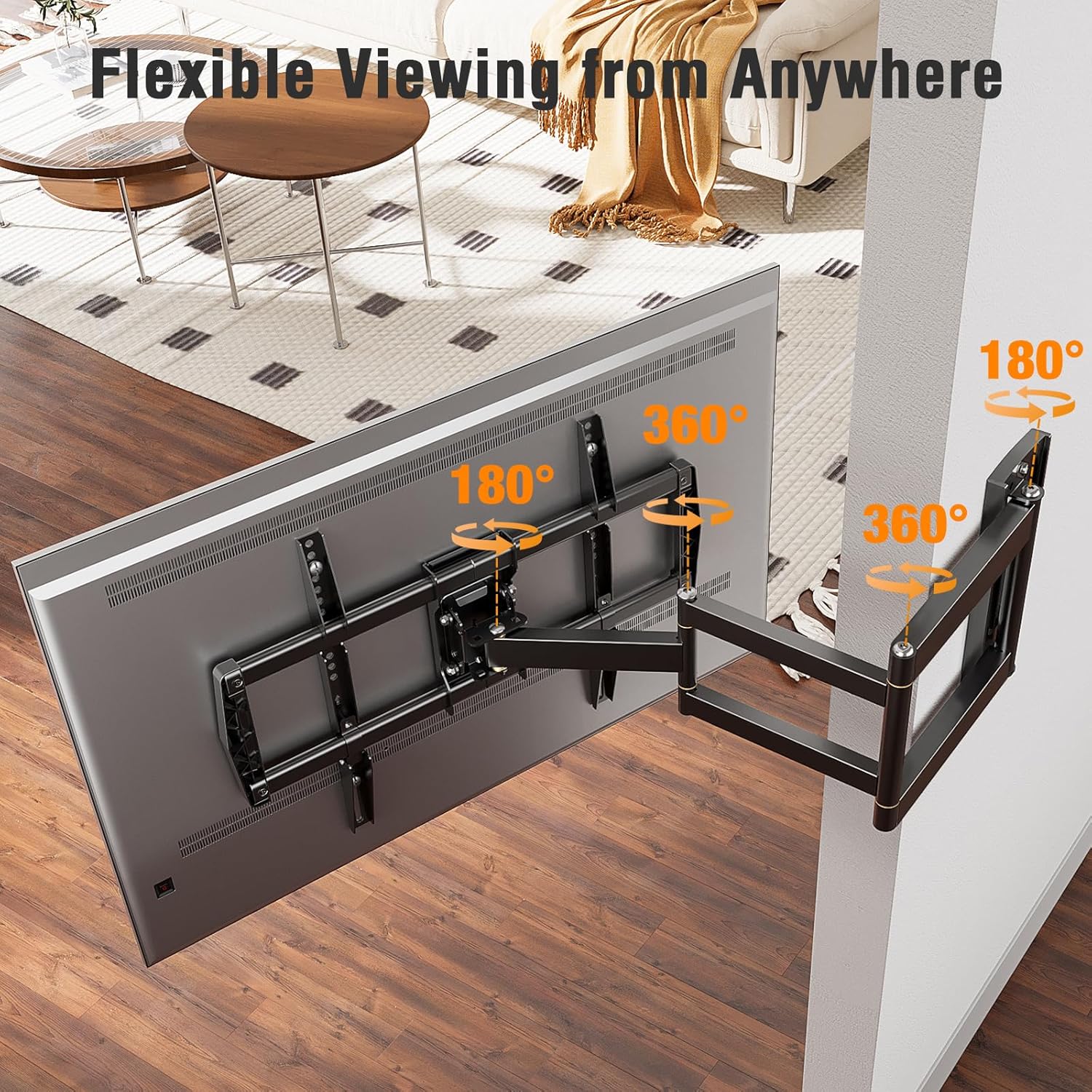 ELIVED Outdoor Long Arm TV Wall Mount for Most 42-75 Inch TVs, 37.9 Inch Long Extension Corner TV Mount, Weatherproof Full Motion tv Bracket Anti-Rust for Patio, Holds 99 lbs. Max VESA 600x400mm
