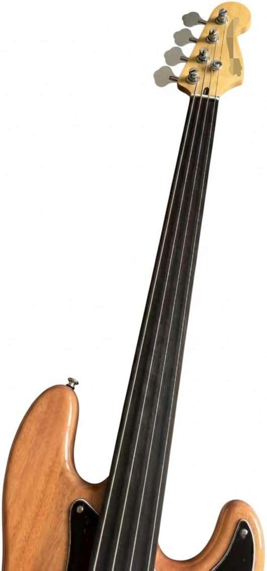 Fretless Electric Bass Guitar Solid Mahogany Body Rosewood Fretboard PJ Pickups 4 String Natural Wood