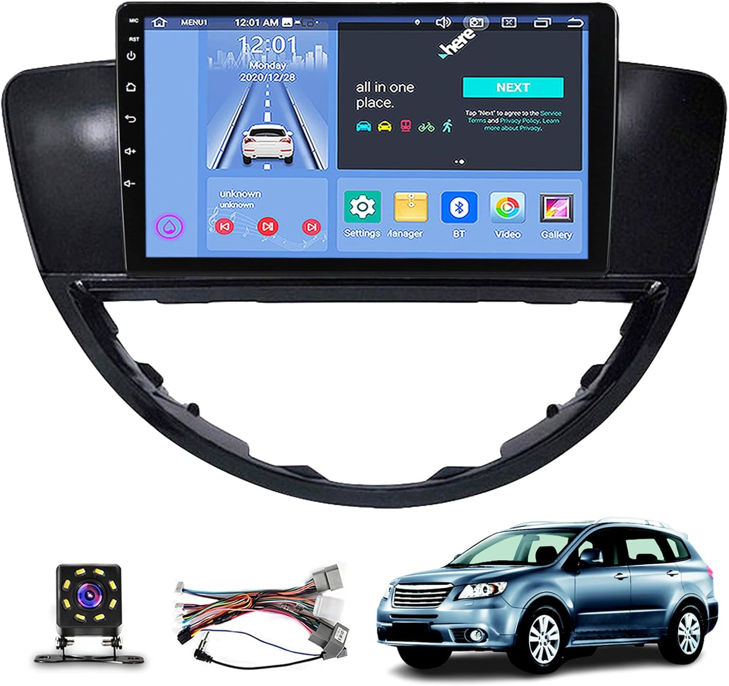Radio Android Car Stereo for Subaru Tribeca (2007-2011),9 Inch Touch Screen Auto Navigation System with GPS WiFi Bluetooth FM Mirror Link + Backup Camera(Quad Core 1+16 G)