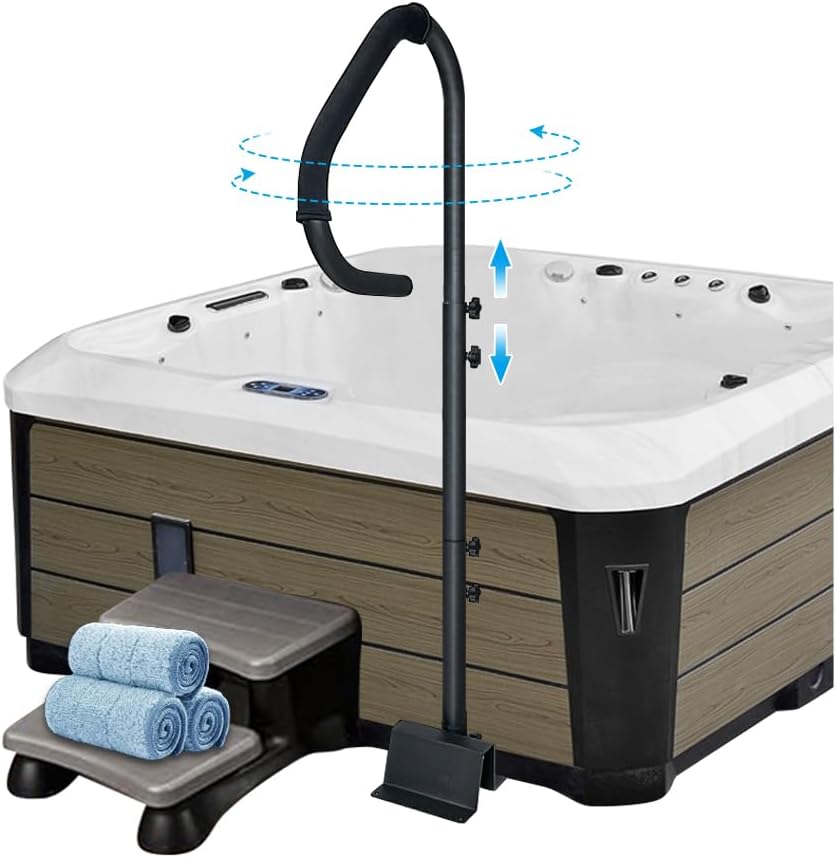 Hot Tub Handrail Safety Spa Side Handrail, Hot Tub Railing to Get in and Out, 360 Rotatable Hot Tub Handle Bar 39