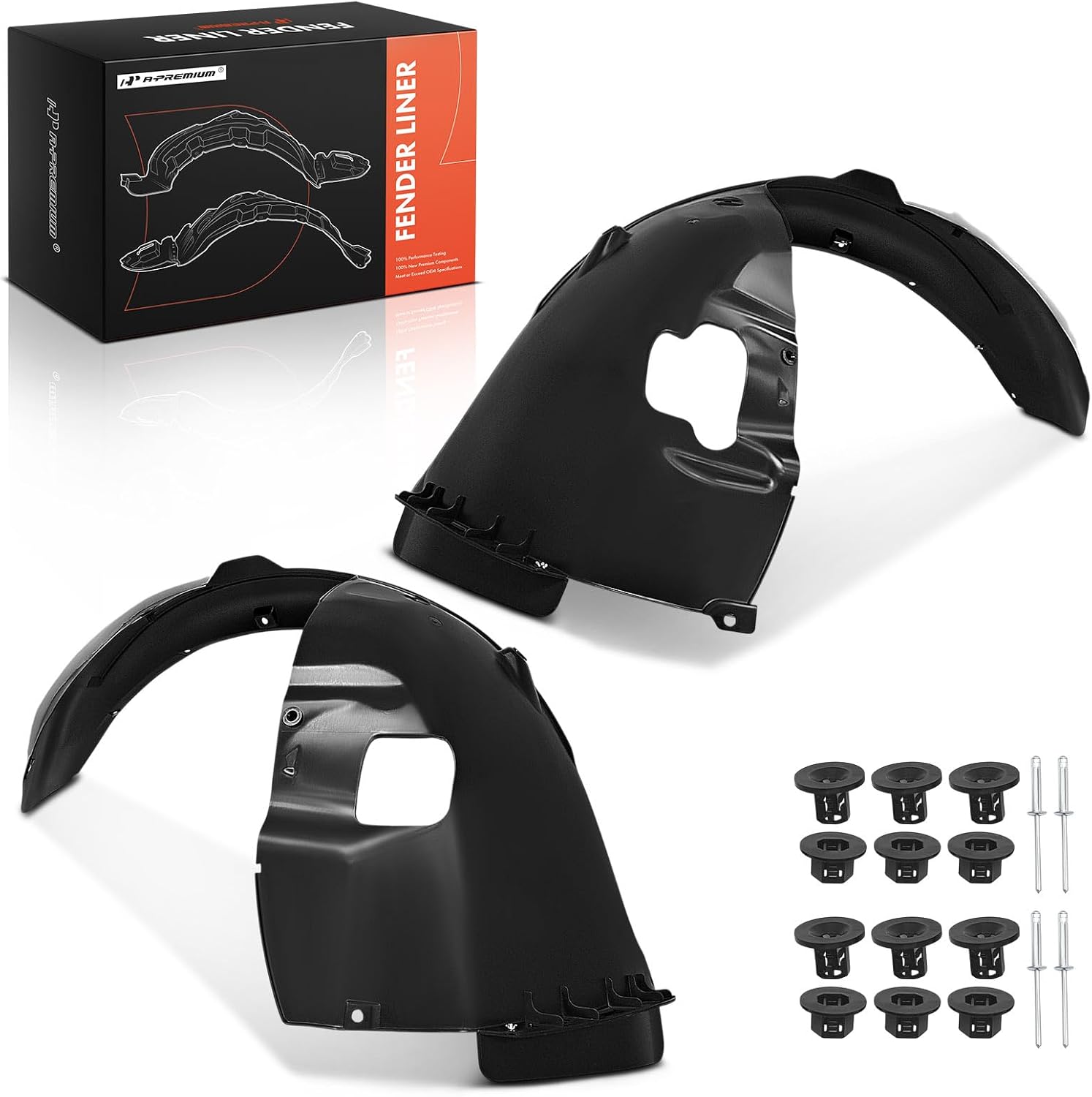 A-Premium Pair Front Inner Fenders Liner Splash Shield Set with Clips & Insulation Foam - Compatible with Kia Sportage 2023 2024 - Factory Fresh (PP), Not Refurbished or Recycled