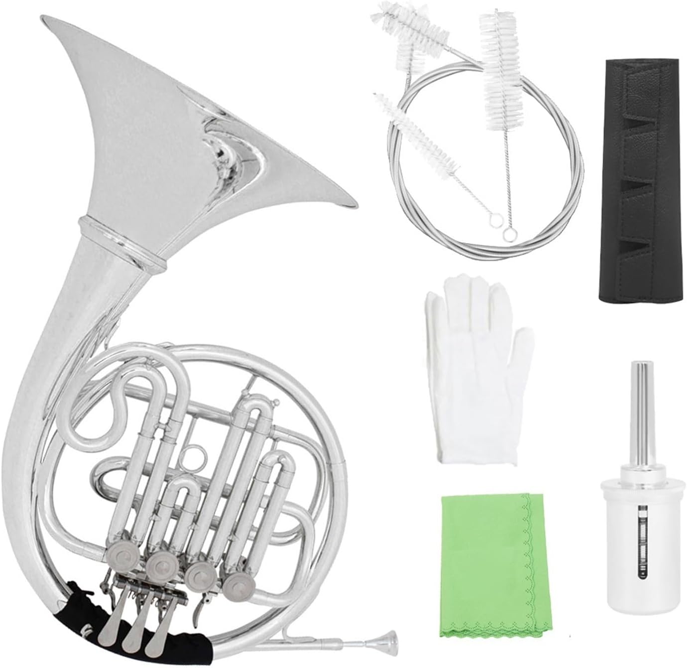 Bb French Horn 4 key Brass Split Single Row Beginner Playing Instrument(Silver)