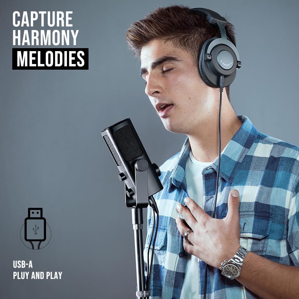 FIFINE Studio-Recording-Equipment Set, All-Metal-Mic with Monitor Mix Knob, Mute Button, Heavy Duty Microphone Boom Arm Kit for Podcast Streaming Vocal Music YouTube Video Creation (Profile3+BM63)