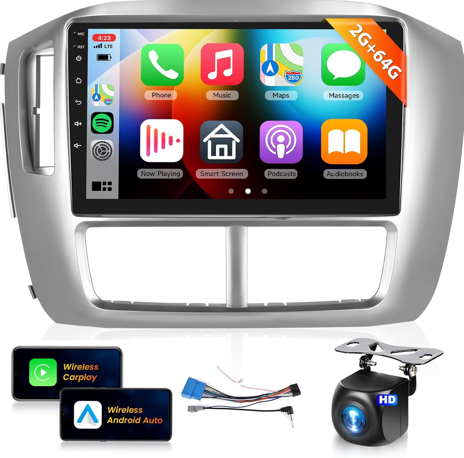 2G 64G for Honda Pilot 2006 2007 2008 Wireless AppIe CarPlay Car Stereo Android Auto, podofo 9inch Android Touch Screen Bluetooth Car Radio Audio Receivers with GPS Navigation HiFi WiFi Backup Camera