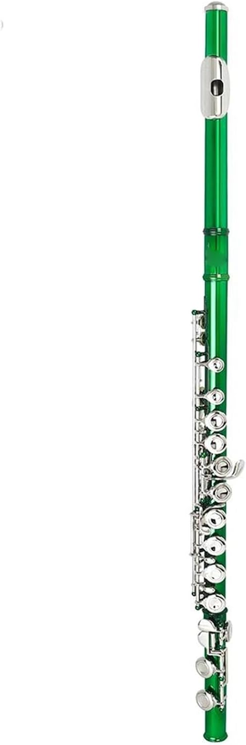 Cross Flute 16 Holes Closed Hole Green Transverse Flute C Tone Cupronickel Woodwind Musical Parts Accessories