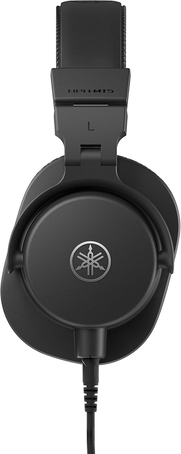 Yamaha HPH-MT5 Studio Headphones - Foldable Monitor Headphones with 3m Cable and 6.3mm Standard Stereo Adapter Plug, Black