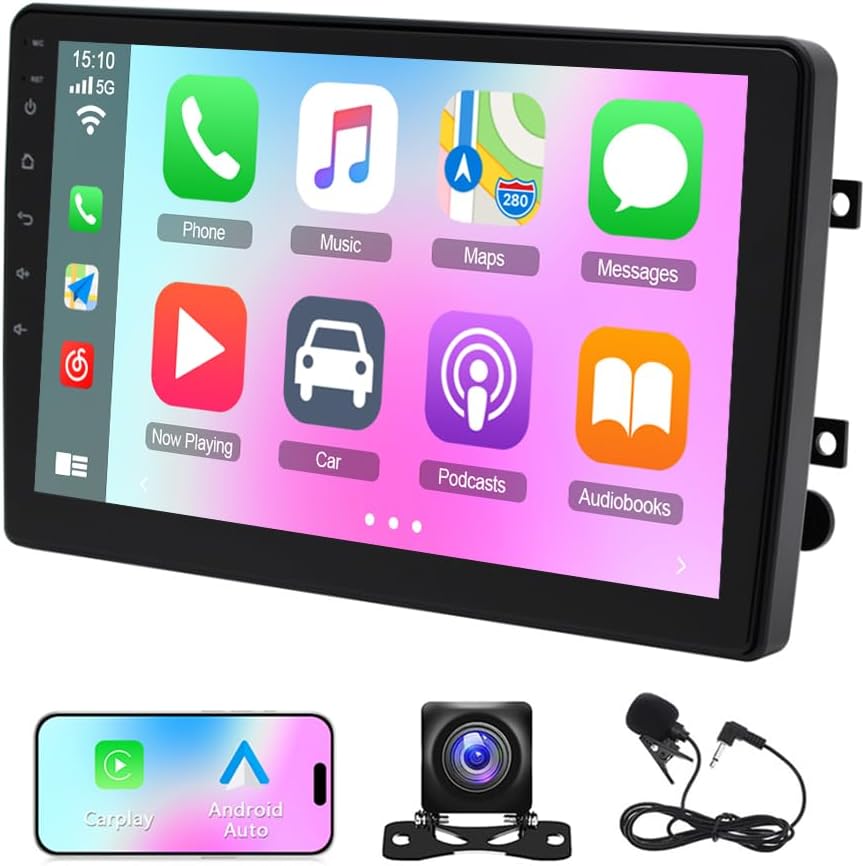 Android 13 Double Din Car Stereo with CarPlay Android Auto for Ford F150 F250 F350 Super Duty 2004-2014 10 Touch Screen Car Radio Receiver GPS Navigation Bluetooth WiFi FM SWC Backup Camera Mic- 2+32G