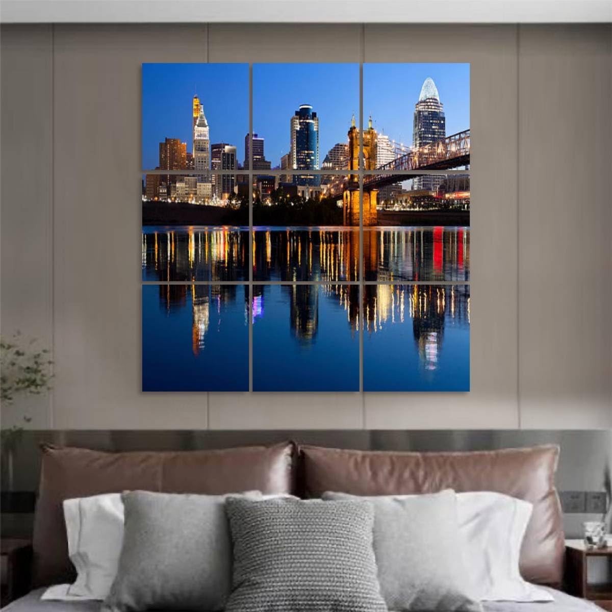 Art Acoustic Panels Cincinnati skyline 9 Packs Decorative Soundproof Wall Panels Large Sound Absorbing Padding for Studio Home Office 60