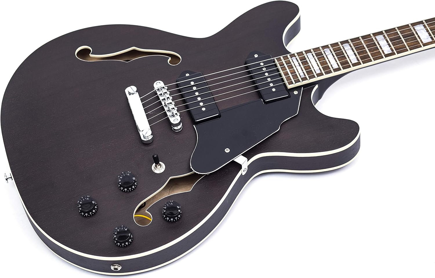 GROTE Electric Guitar Semi-Hollow Body Guitar matte finished P90 (Grey)