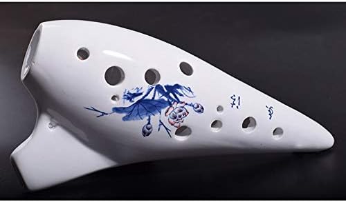Alto C White Ice-Crack Ocarina 12 Holes Woodwind Instrument Smooth Appearance Music Instrument Beginner/Professional Performer Flute